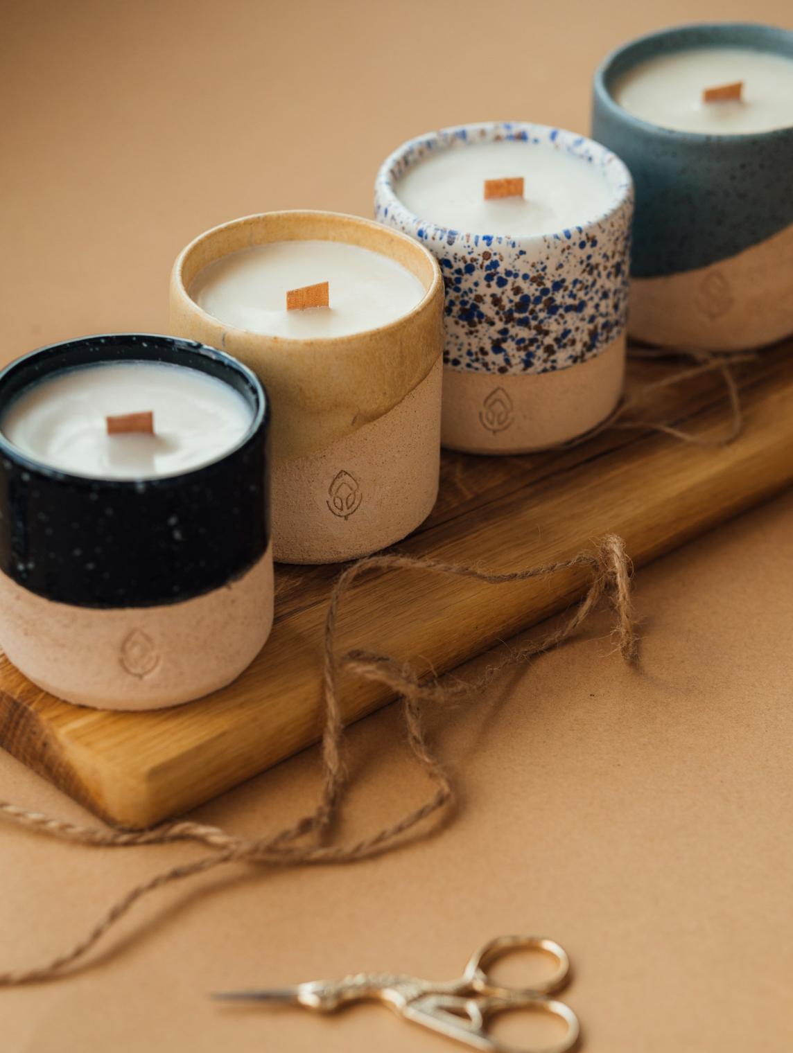 Artisan Ceramic Candle Set – 4 pcs